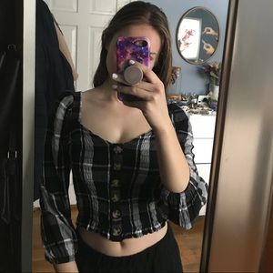 American Eagle Plaid Crop Top